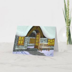 snow cottage holiday card
