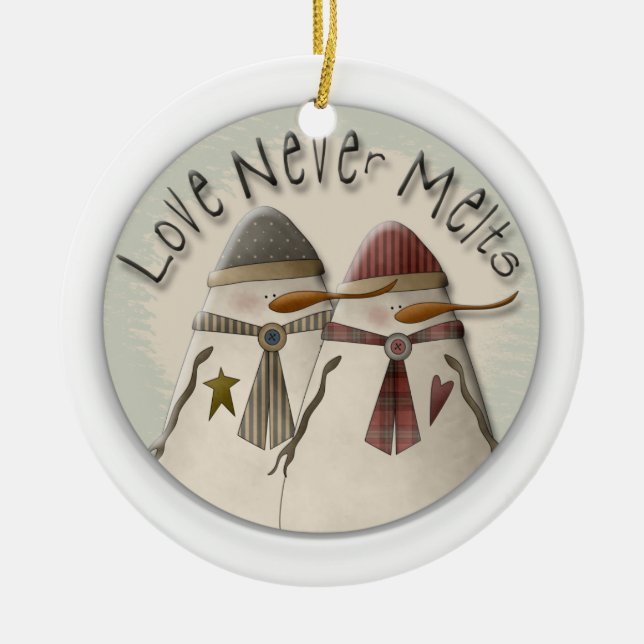 Snow Couple Ceramic Tree Decoration (Front)