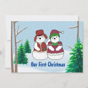 Snow Couple Christmas Flat Holiday Card