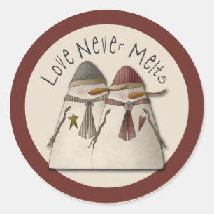 Snow Couple Classic Round Sticker
