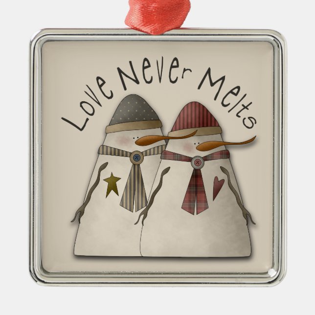 Snow Couple Metal Tree Decoration (Front)