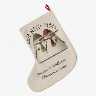 Snow Couple Personalised (2 sided) Large Christmas Stocking