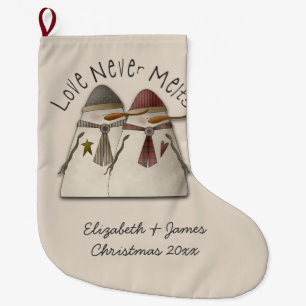 Snow Couple Personalised Large Christmas Stocking