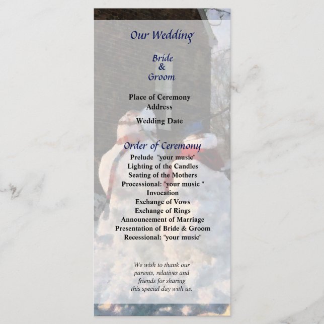 Snow Couple Wedding Program Programme (Front)