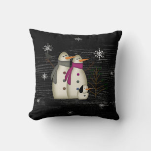 Snow Couple With Dog Pillow(Black) Cushion