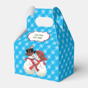 Snow Couple With Snowflake Pattern Favour Box
