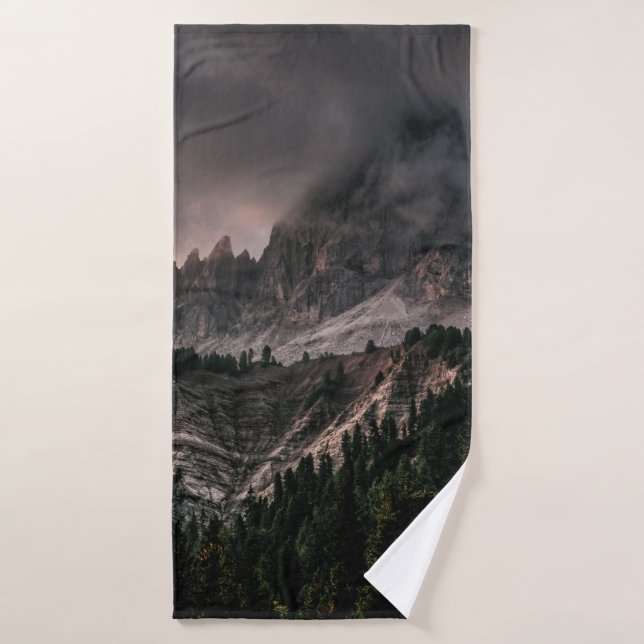 SNOW COVER MOUNTAIN DURING GRAY CLOUDY SKIES BATH TOWEL (Bath Towel)