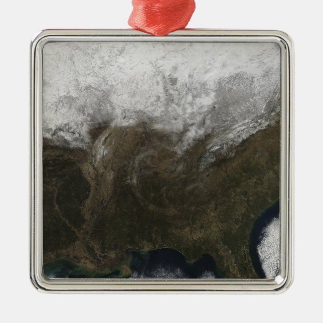 Snow cover over the United States Metal Tree Decoration (Front)
