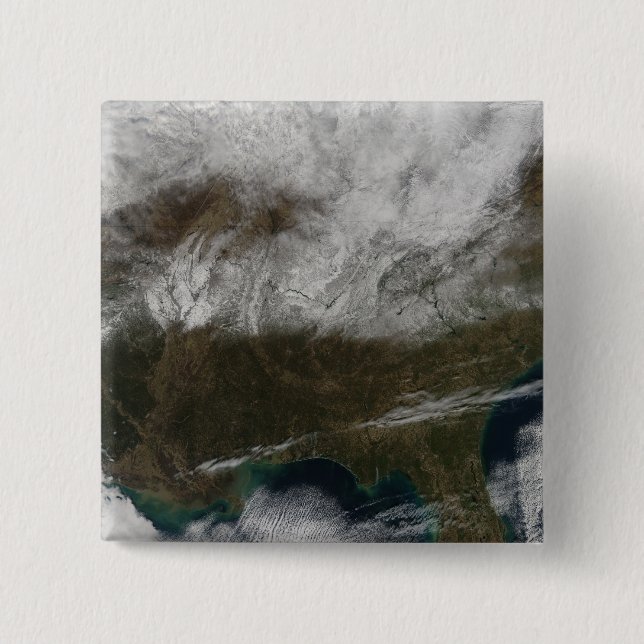 Snow cover stretching from northeastern Texas 15 Cm Square Badge (Front)