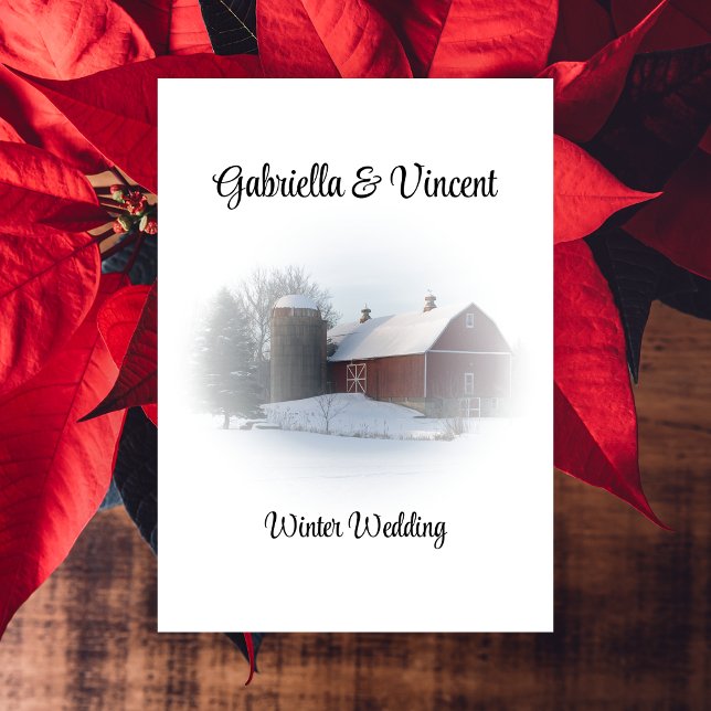 Snow Covered Barn Winter Country Ranch Wedding Invitation (Creator Uploaded)