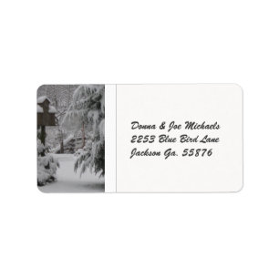 Snow Covered Birdhouse Label