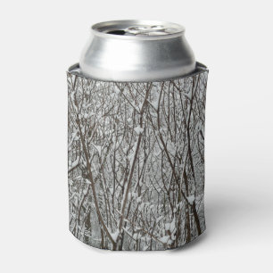 Snow Covered Branches Winter Abstract Can Cooler