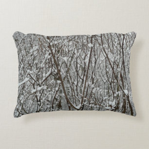 Snow Covered Branches Winter Abstract Decorative Cushion