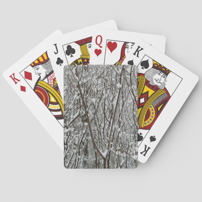 Snow Covered Branches Winter Abstract Playing Cards (Back)