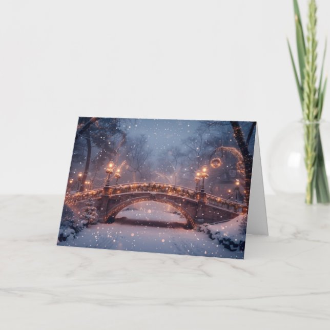 Snow Covered Bridge Christmas Card Greeting  (Front)