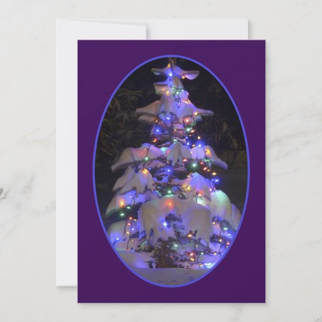 Snow Covered Brightly Lit Christmas Tree Invitation (Front)