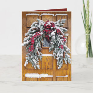 snow covered Christmas pine bough Holiday Card