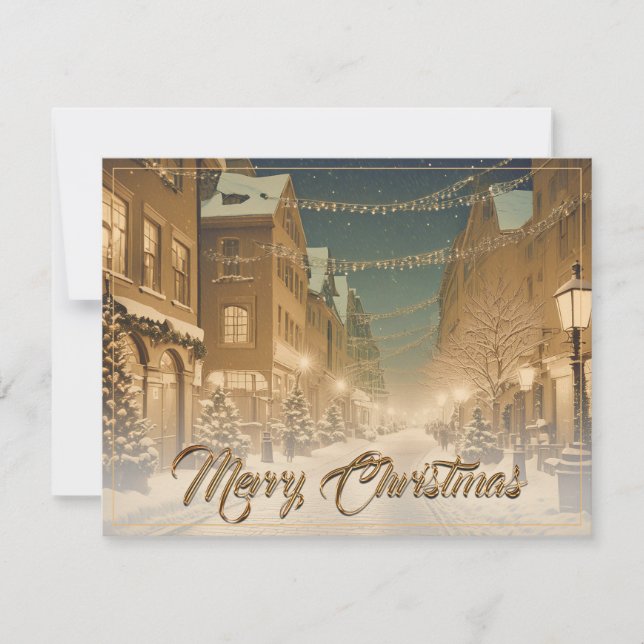 Snow-covered Christmas Streets in a Downtown (Front)