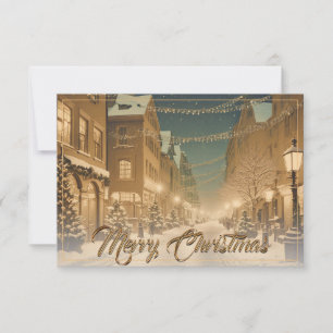 Snow-covered Christmas Streets in a Downtown