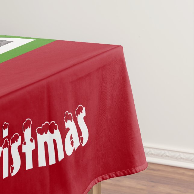 Snow Covered Christmas Tree Lights Red Green Small Tablecloth (In Situ)