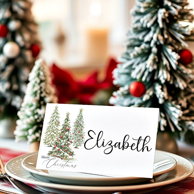 Snow covered Christmas trees  Place Card (Creator Uploaded)