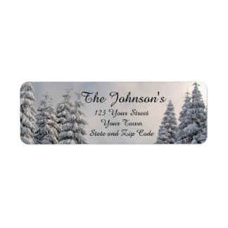 Snow Covered Evergreens Return Address Labels