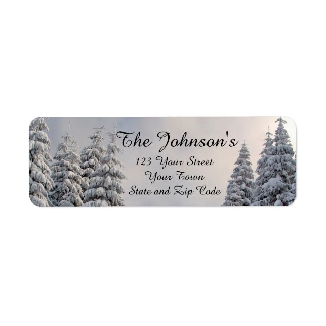 Snow Covered Evergreens Return Address Labels (Front)