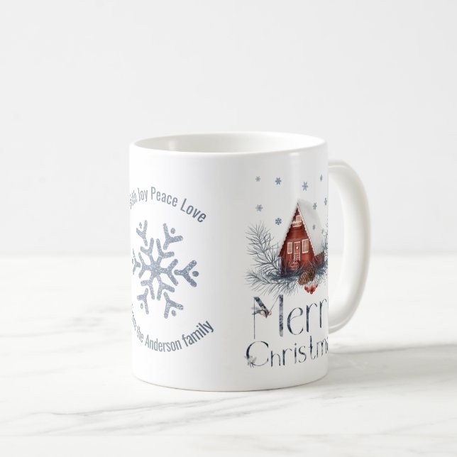 Snow-Covered Fairy House, Snow, Merry Christmas Coffee Mug (Front Right)