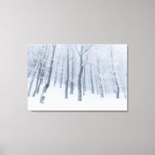 Snow covered frozen forest in winter canvas print