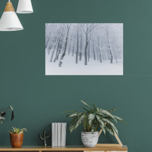 Snow covered frozen forest in winter poster