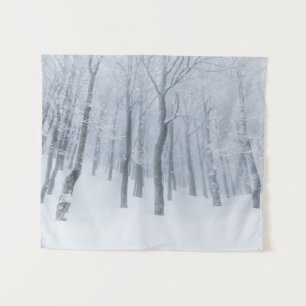 Snow covered frozen forest in winter tapestry