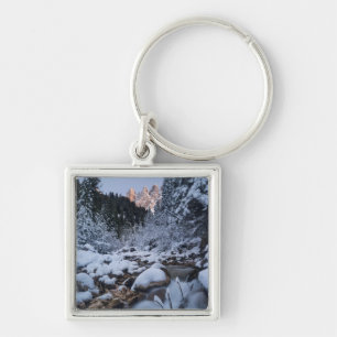 Snow-covered Geisler Mountain Range Key Ring