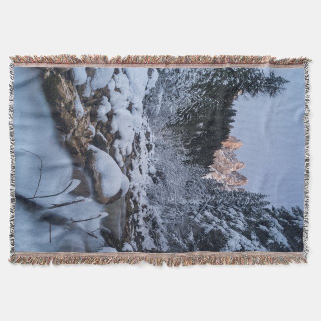 Snow-covered Geisler Mountain Range Throw Blanket (Front)