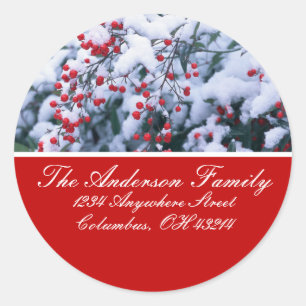 Snow Covered Holly Berries Address Labels
