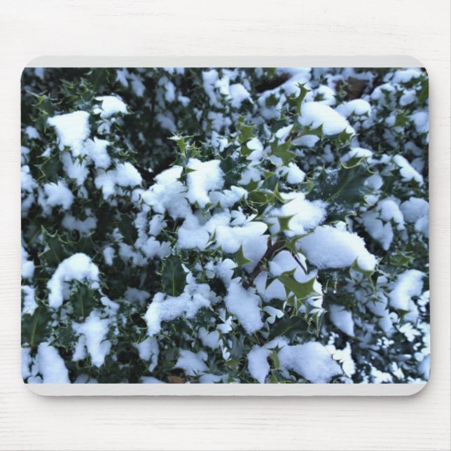 Snow-covered Holly Mouse Mat (Front)