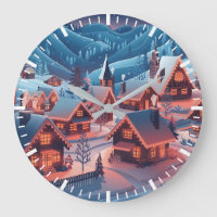 Snow-Covered Houses with Christmas Lights