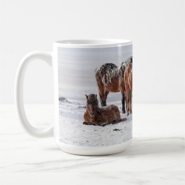 Snow Covered Icelandic Horses Coffee Mug (Left)