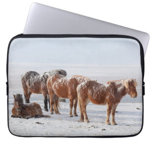 Snow Covered Icelandic Horses Laptop Sleeve