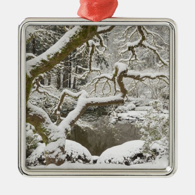 Snow-covered Japanese maple Metal Tree Decoration (Front)