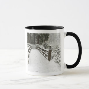 Snow-covered moon bridge, Japanese Garden Mug