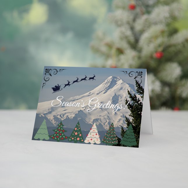 Snow Covered Mount Hood Landscape Foil Holiday Card (Holiday In Situ)
