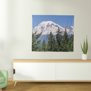 Snow Covered Mount Rainier Landscape Tapestry