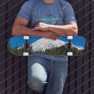 Snow Covered Mount Rainier Photo Skateboard