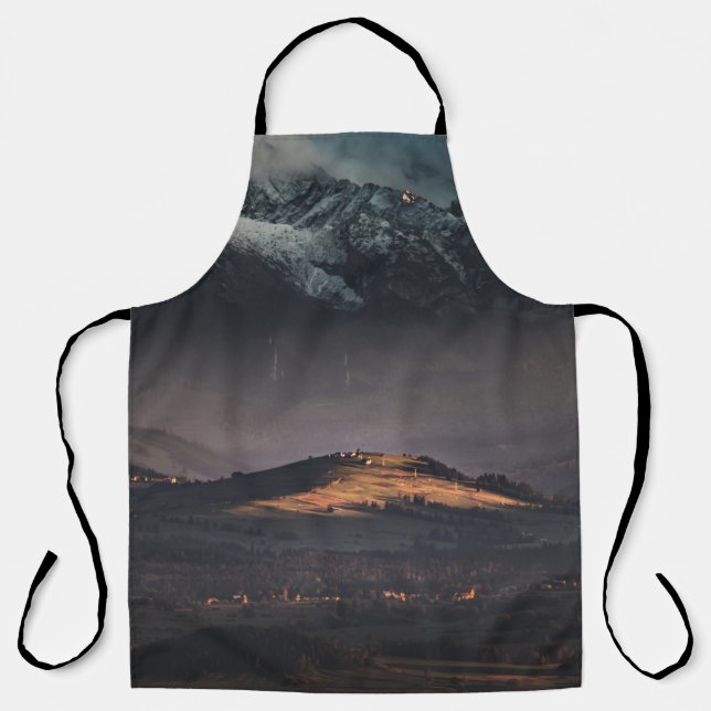 SNOW COVERED MOUNTAIN DURING NIGHT TIME APRON (Front)