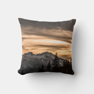 SNOW COVERED MOUNTAIN DURING SUNSET CUSHION
