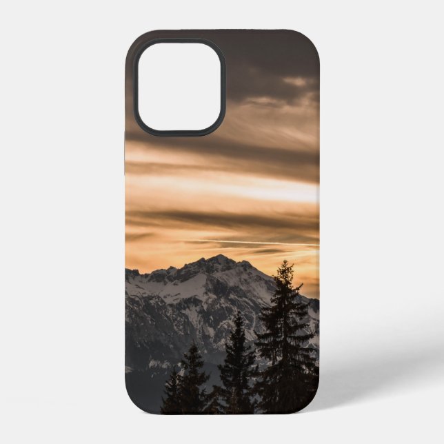 SNOW COVERED MOUNTAIN DURING SUNSET iPhone CASE (Back)