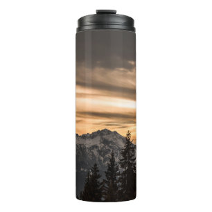 SNOW COVERED MOUNTAIN DURING SUNSET THERMAL TUMBLER