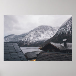 SNOW-COVERED MOUNTAIN NEAR BODY OF WATER POSTER