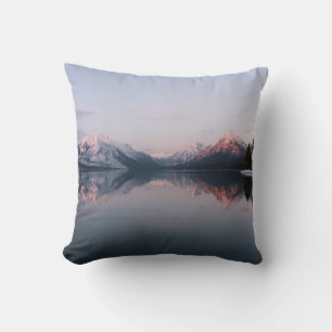 SNOW COVERED MOUNTAIN NEAR LAKE DURING DAYTIME CUSHION