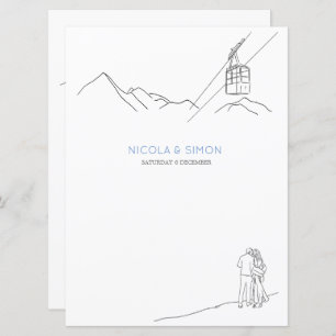 Snow Covered Mountain Peaks Skis Soft Snowflakes Menu